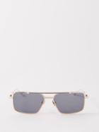 Valentino Eyewear - V-sei Rockstud Aviator Metal Sunglasses - Womens - Gold Grey