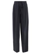 Loup Charmant - Olympia Silk Wide-leg Trousers - Womens - Navy