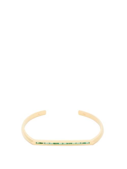 Matchesfashion.com Lizzie Mandler - Flat Top Emerald & 18kt Gold Bracelet - Womens - Green Gold
