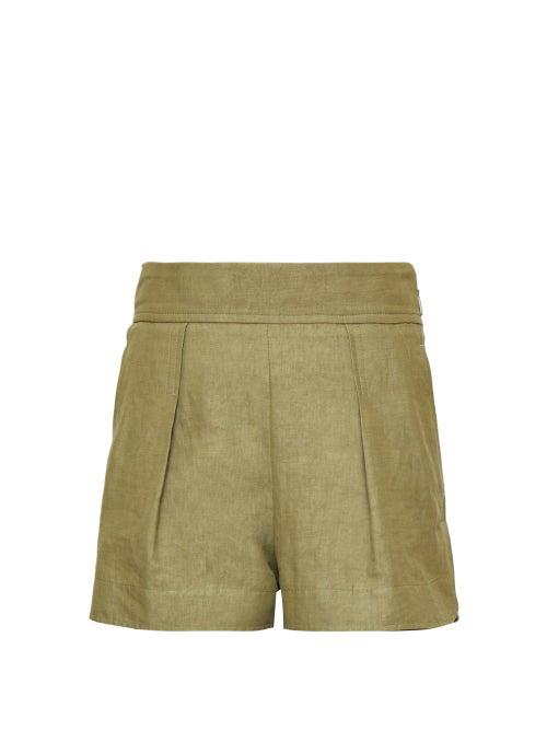 Matchesfashion.com Chlo - Pleated Front Linen Shorts - Womens - Khaki