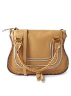 Chlo - Marcie Topstitched Leather And Suede Handbag - Womens - Beige Multi