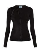 Matchesfashion.com Prada - Bow Embellished Silk Cardigan - Womens - Black