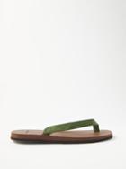 The Resort Co - Suede And Leather Flip Flops - Mens - Green Brown