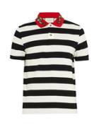 Gucci Snake-appliqu Striped Cotton Polo Shirt