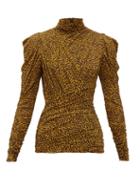 Matchesfashion.com Isabel Marant - Jalford Ruched Roll Neck Top - Womens - Black Yellow