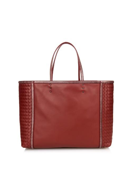 Bottega Veneta Snakeskin-trimmed Intrecciato Leather Tote