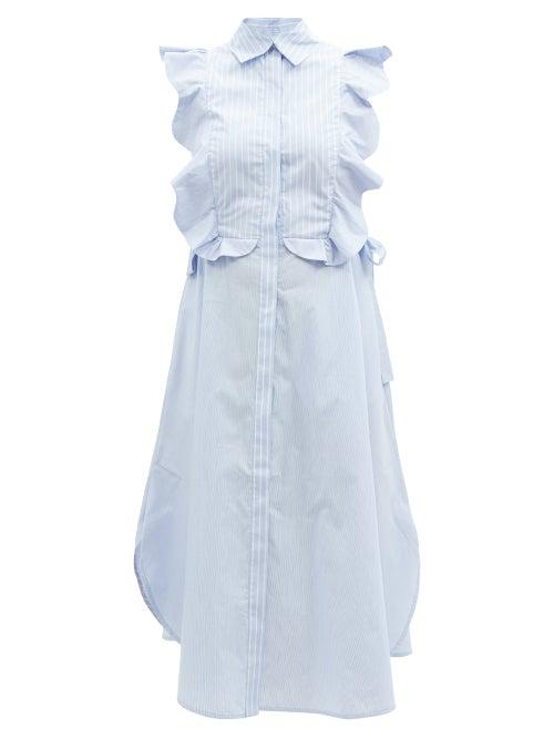 Evi Grintela - Harper Flounced Striped Cotton-poplin Shirt Dress - Womens - Blue White