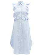 Evi Grintela - Harper Flounced Striped Cotton-poplin Shirt Dress - Womens - Blue White