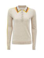 Matchesfashion.com Gabriela Hearst - Manuel Collared Striped Sweater - Womens - Beige