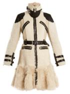 Alexander Mcqueen High-neck Leather-trimmed Shearling Coat