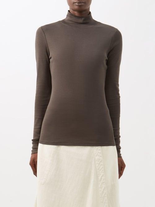 Lemaire - High-neck Ribbed-knit Top - Womens - Black