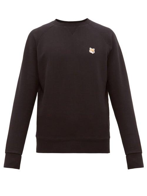 Matchesfashion.com Maison Kitsun - Fox Head Patch Cotton Sweatshirt - Mens - Black