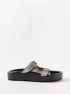 Mm6 Maison Margiela - Double-strap Leather Sandals - Mens - Black Blue