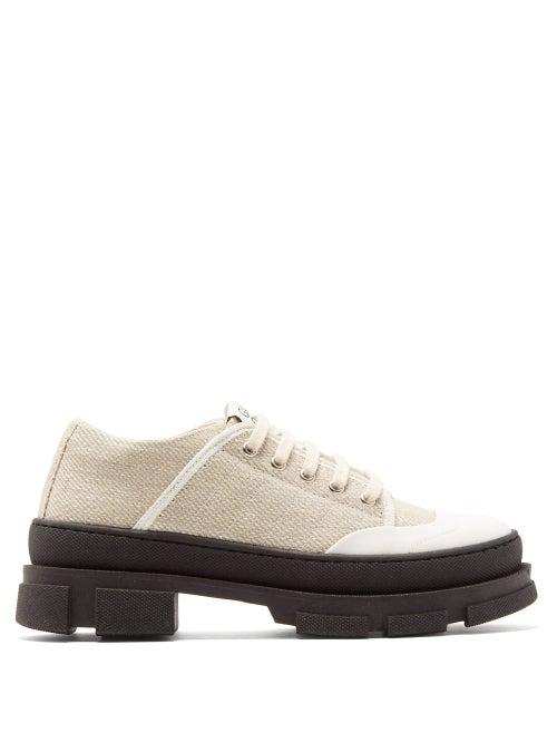 Matchesfashion.com Ganni - Hybrid Canvas Trainers - Womens - Cream
