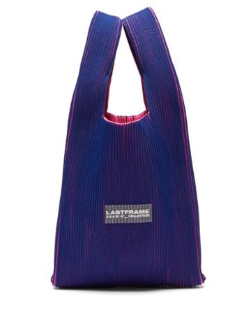 Lastframe - Market Small Two-tone Ribbed-knit Tote Bag - Womens - Navy Pink
