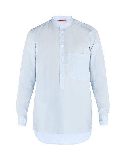Matchesfashion.com Barena Venezia - Granddad Collar Cotton Poplin Shirt - Mens - Light Blue