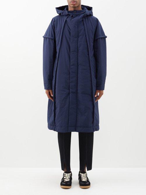 Homme Pliss Issey Miyake - Frame Hooded Technical-shell Coat - Mens - Navy
