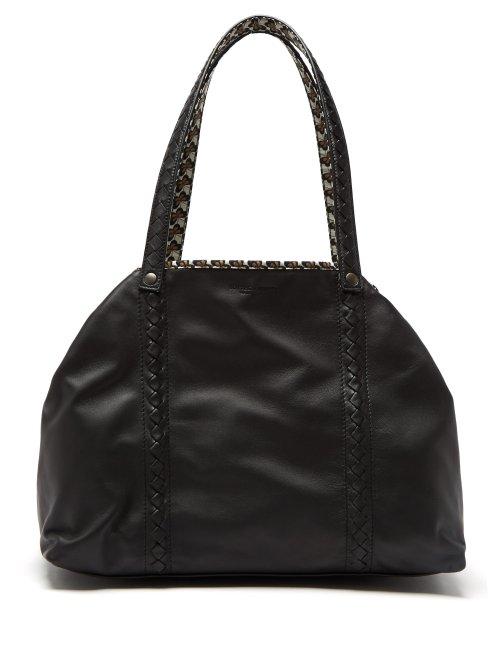 Matchesfashion.com Bottega Veneta - Reversible Butterfly Print Canvas And Leather Tote - Womens - Black Multi