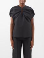 Toteme - Gathered-front Cotton-blend Top - Womens - Black