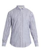 Brunello Cucinelli French-collar Striped-cotton Shirt