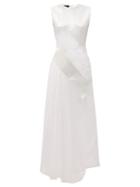 Matchesfashion.com Germanier - Crystal-embellished Tulle And Upcycled-satin Gown - Womens - White