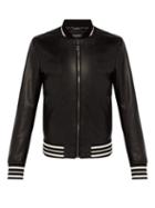 Matchesfashion.com Dolce & Gabbana - Black Leather Varsity Jacket - Mens - Black