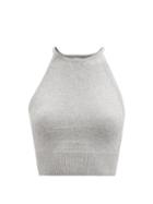 Skin - Melodie Halterneck Wool-blend Cropped Top - Womens - Light Grey
