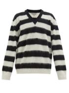 Matchesfashion.com Lanvin - V Neck Striped Wool Sweater - Mens - Black White