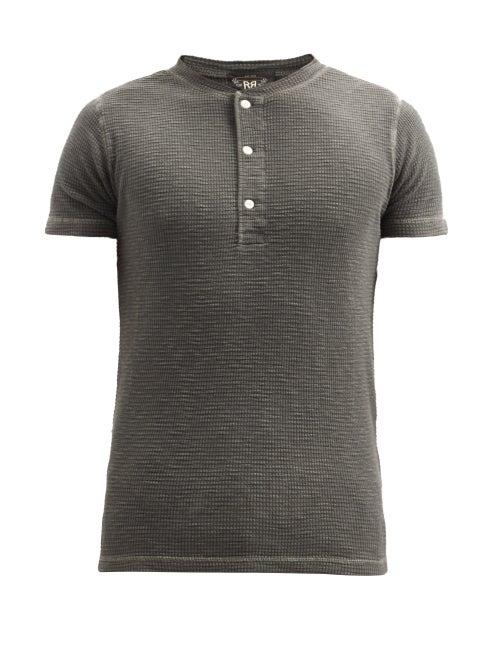 Matchesfashion.com Rrl - Textured Cotton Henley T-shirt - Mens - Black