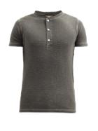 Matchesfashion.com Rrl - Textured Cotton Henley T-shirt - Mens - Black