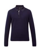 Matchesfashion.com Dunhill - Long-sleeved Cotton Polo Shirt - Mens - Navy