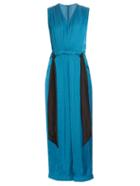 Cédric Charlier Gathered Waist Straight-leg Satin Jumpsuit