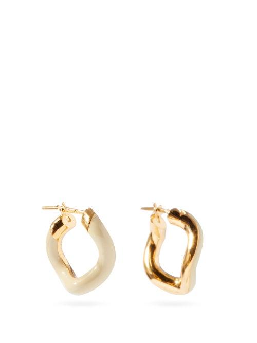 Matchesfashion.com Charlotte Chesnais - Wave Enamel & 18kt Gold-vermeil Hoop Earrings - Womens - Gold