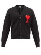 Ami - Ami De Caur Logo-appliqu Cotton-blend Cardigan - Mens - Black