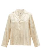 Ladies Rtw Totme - Monogram-embroidered Silk-twill Pyjama Top - Womens - Cream