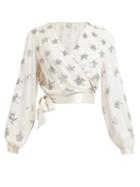 Matchesfashion.com Temperley London - Starlet Sequinned Georgette Wrap Top - Womens - Light Pink