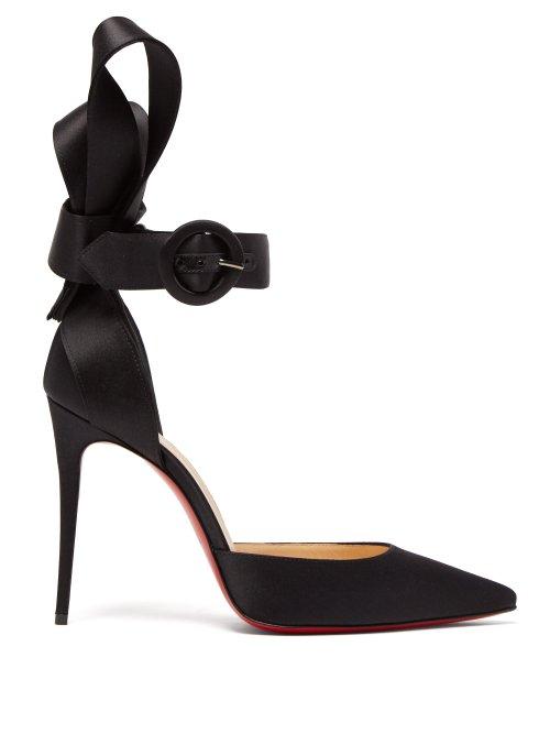 Matchesfashion.com Christian Louboutin - Raissa 100 Bow Back Satin Pumps - Womens - Black