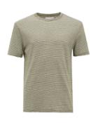 Matchesfashion.com Officine Gnrale - Striped Cotton And Linen-blend T-shirt - Mens - Khaki White