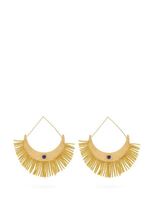 Matchesfashion.com Aurlie Bidermann - Azzura Fringed And Lapis Gold Plated Drop Earrings - Womens - Gold