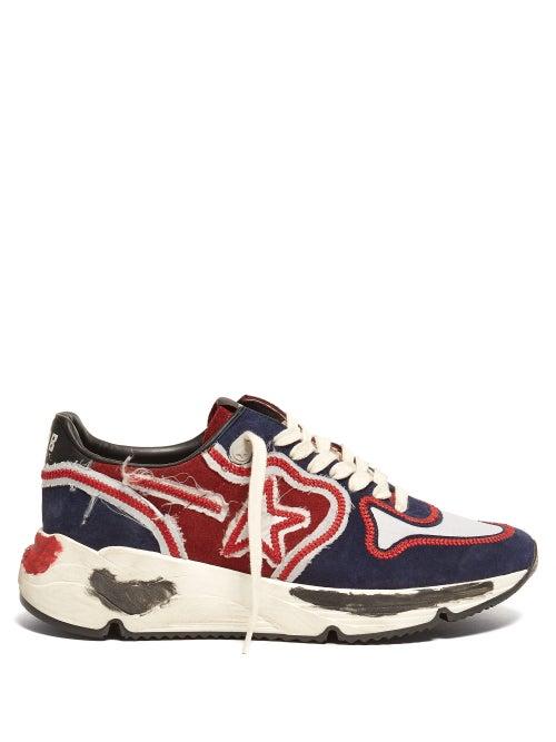 Matchesfashion.com Golden Goose - Running Sole Contrast Panel Low Top Trainers - Womens - Red Navy
