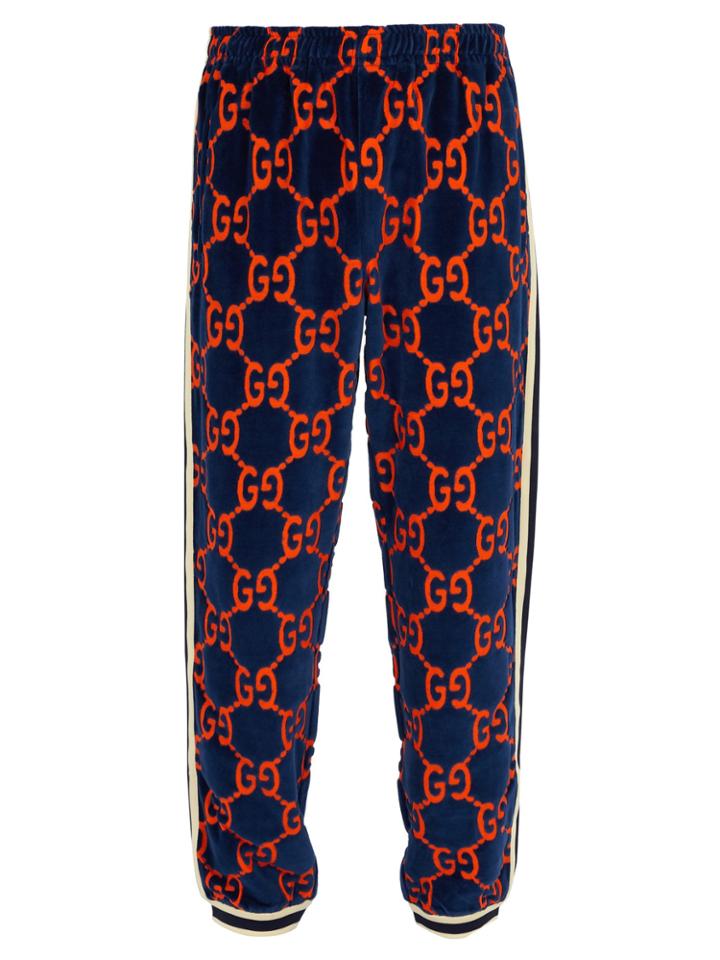 Gucci Logo-print Devore-velvet Track Pants
