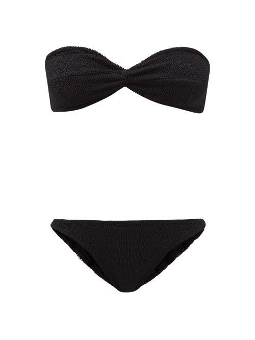 Ladies Beachwear Hunza G - Ariel Crinkle-jersey Bandeau Bikini - Womens - Black