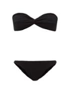 Ladies Beachwear Hunza G - Ariel Crinkle-jersey Bandeau Bikini - Womens - Black