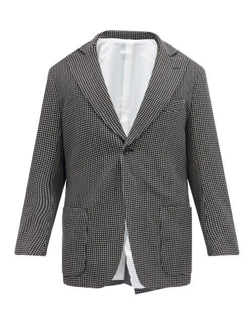 Matchesfashion.com Needles - Geometric-print Wool-blend Flannel Suit Jacket - Mens - Black