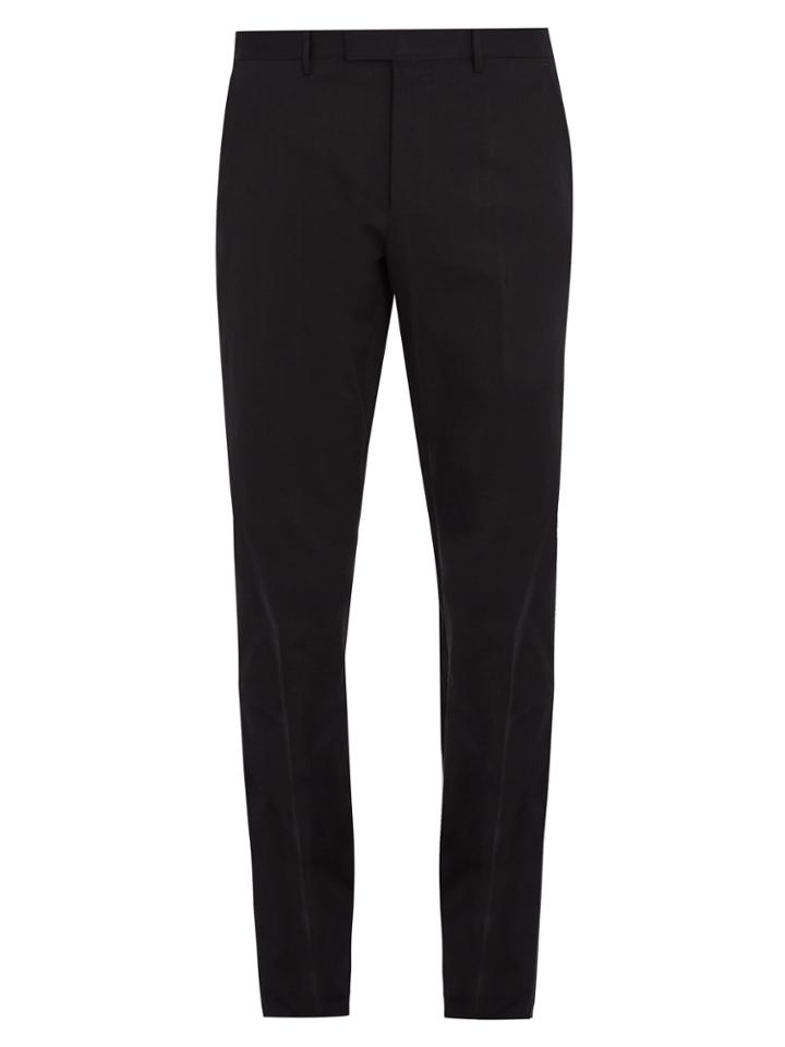 Gucci Bee-embroidery Slim-leg Stretch-cotton Trousers