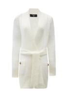 Matchesfashion.com Balmain - Belted Mohair-blend Cardigan - Womens - White