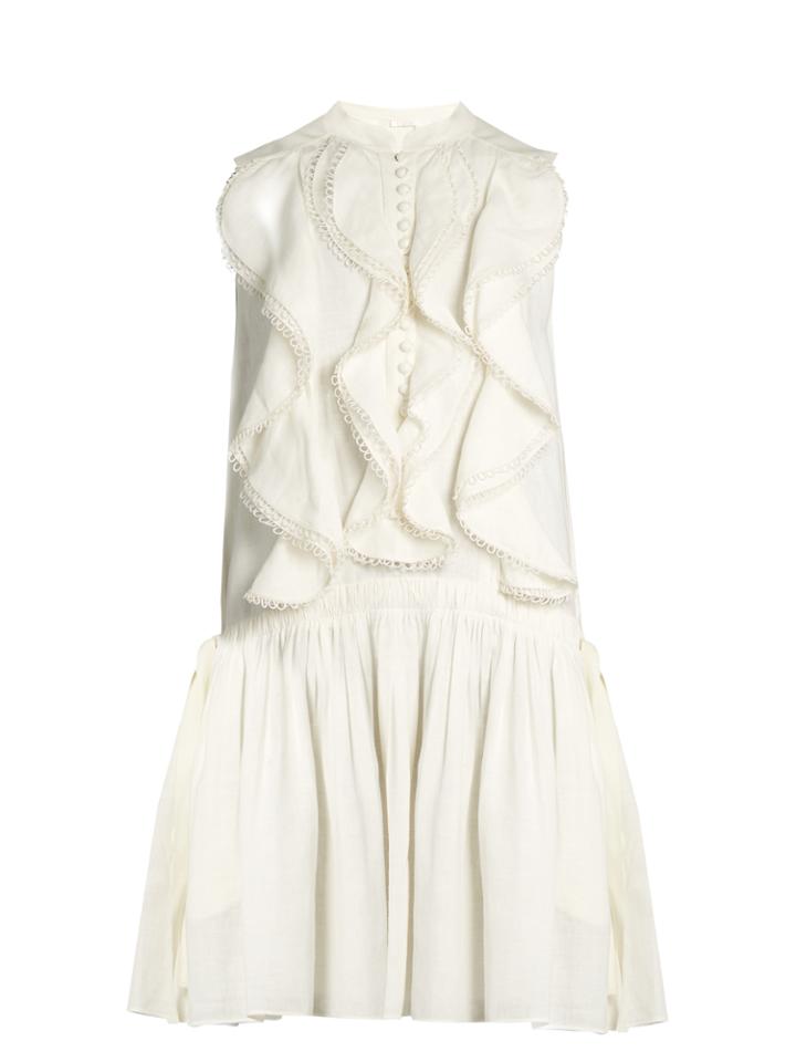 Chloé Ruffle-trimmed Sleeveless Linen Dress