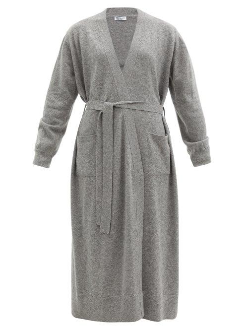 Matchesfashion.com Johnston's Of Elgin - Ines Tie-front Cashmere Cardigan - Womens - Grey