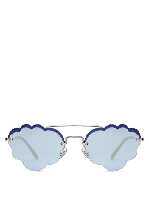 Matchesfashion.com Miu Miu - Cloud Acetate And Metal Sunglasses - Womens - Blue