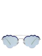 Matchesfashion.com Miu Miu - Cloud Acetate And Metal Sunglasses - Womens - Blue